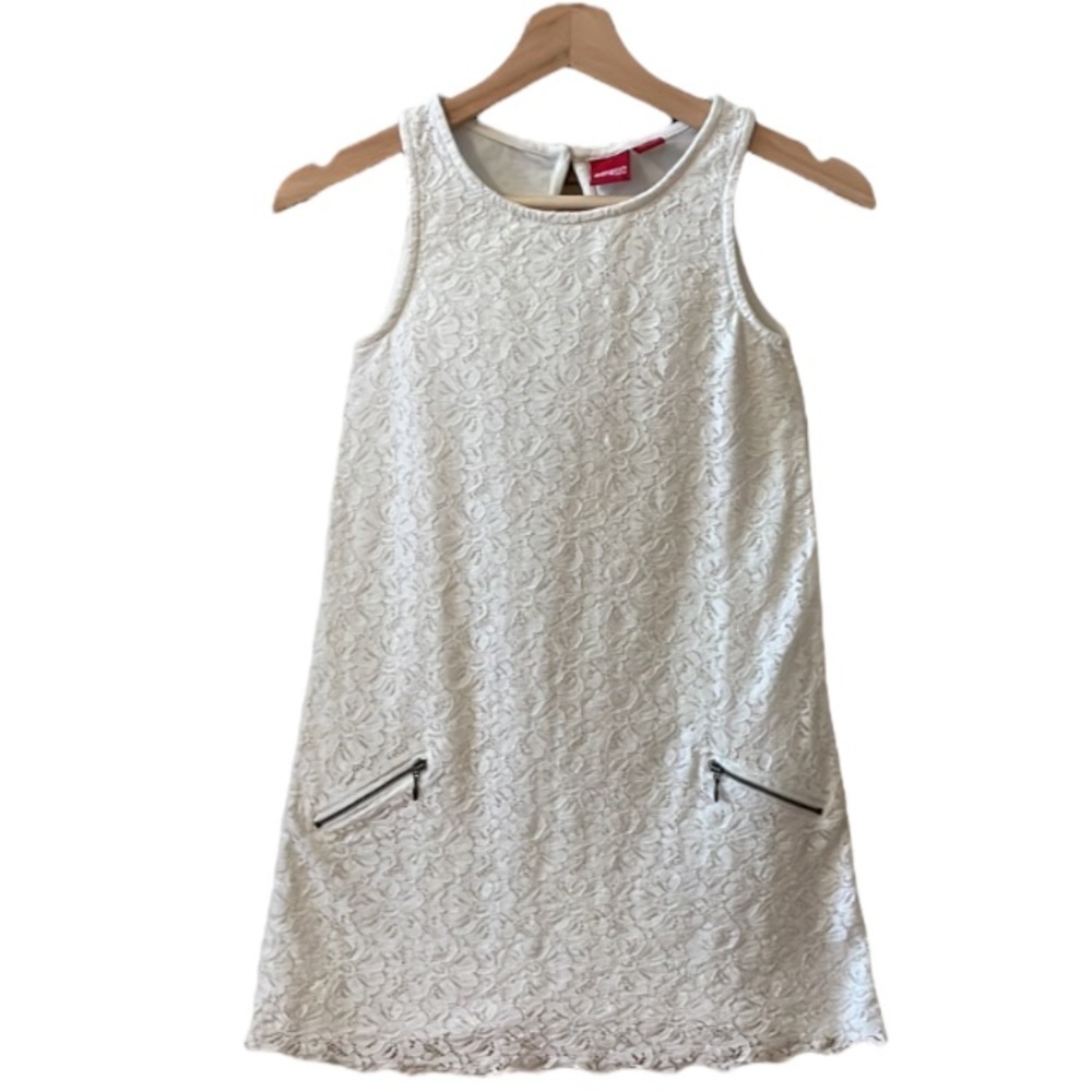 2/$18 Manguun Teens White Sleeveless Lace Front Dress
